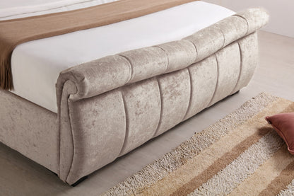 Emporia Bosworth 6ft Super Kingsize Stone Chenille Fabric Ottoman Sleigh Bed