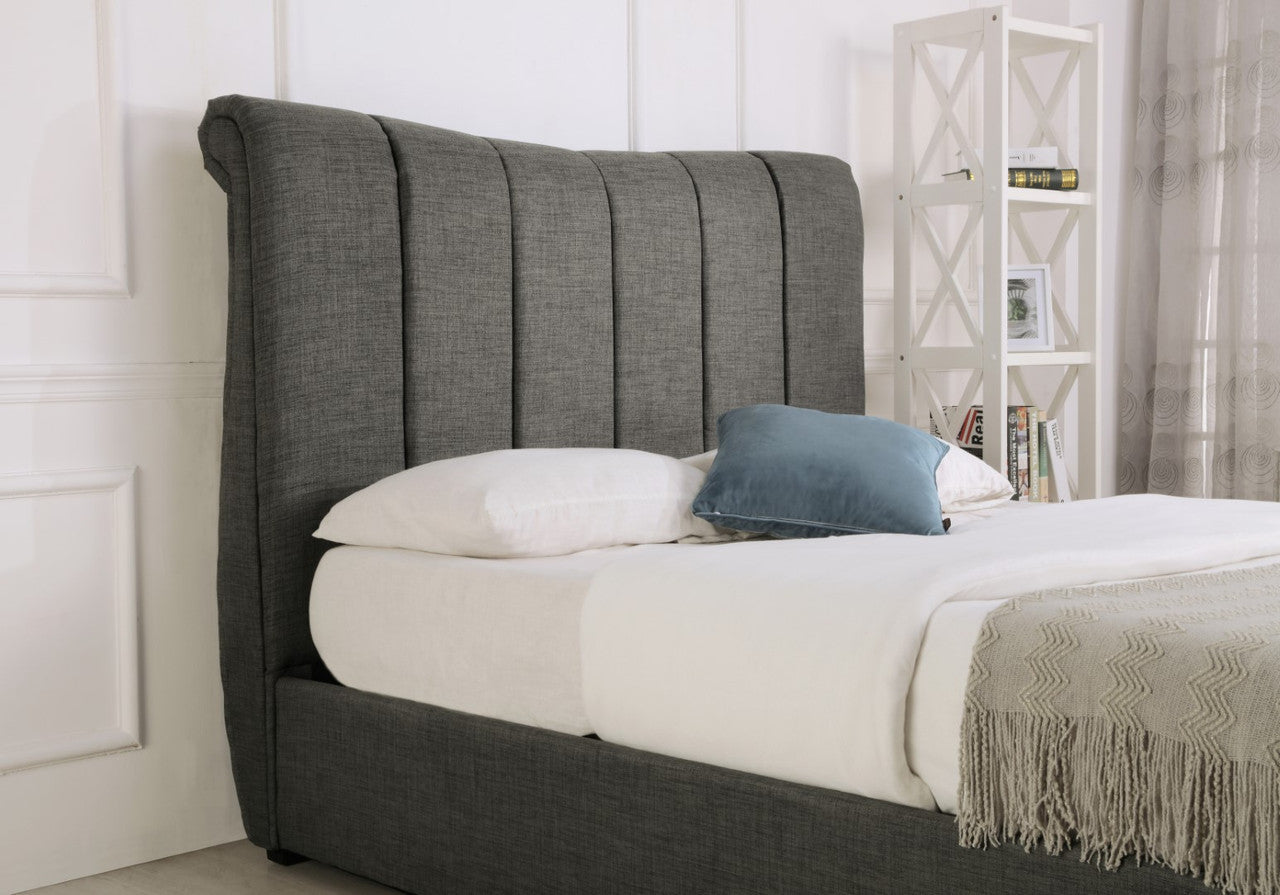 Emporia Bosworth 5ft Kingsize Grey Linen Fabric Ottoman Sleigh Bed