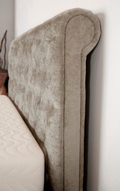 Emporia Balmoral 4ft6 Double Stone Chenille Linen Fabric Ottoman Bed