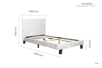 Birlea Berlin 3ft Single Steel Grey Crushed Velvet Bed Frame