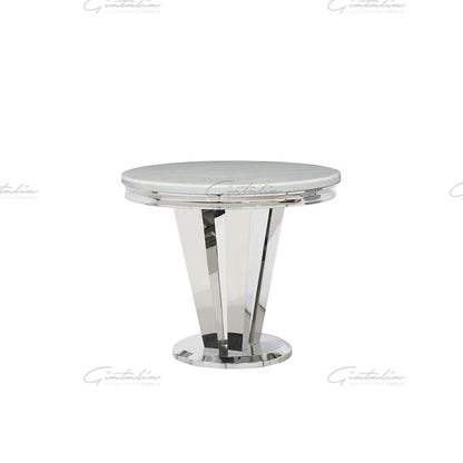 90cm White Marble Round Dining Table