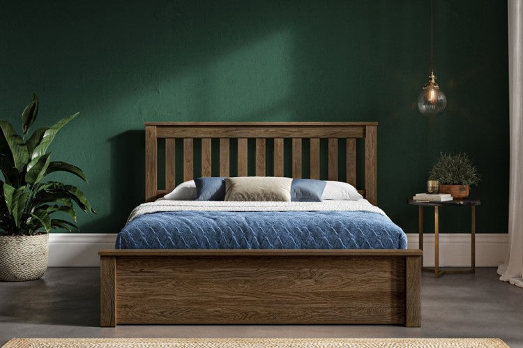 Best solid warm oak monaco bed frame double. Free UK delivery,