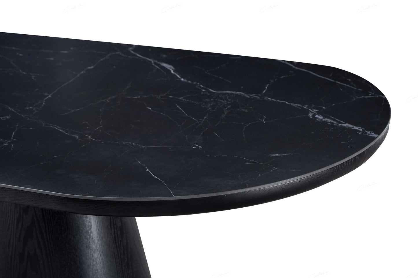 Bianca 200cm Black & Black Sintered Stone Oval Dining Table. Sale Price. Free UK Delivery