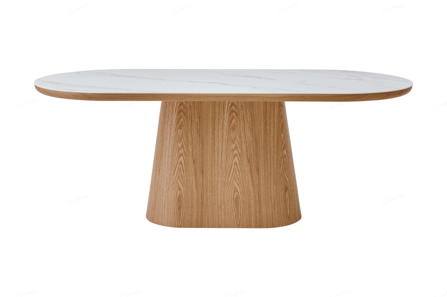 Bianca 200cm Beech & white oval dining table 