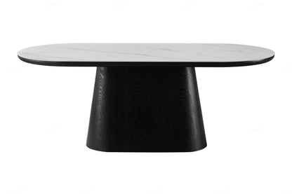 Giatalia Bianca 200cm Oval Black & White Top Sintered Stone Dining Table