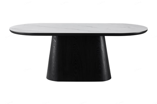 Giatalia Bianca 200cm Oval Black & White Top Sintered Stone Dining Table