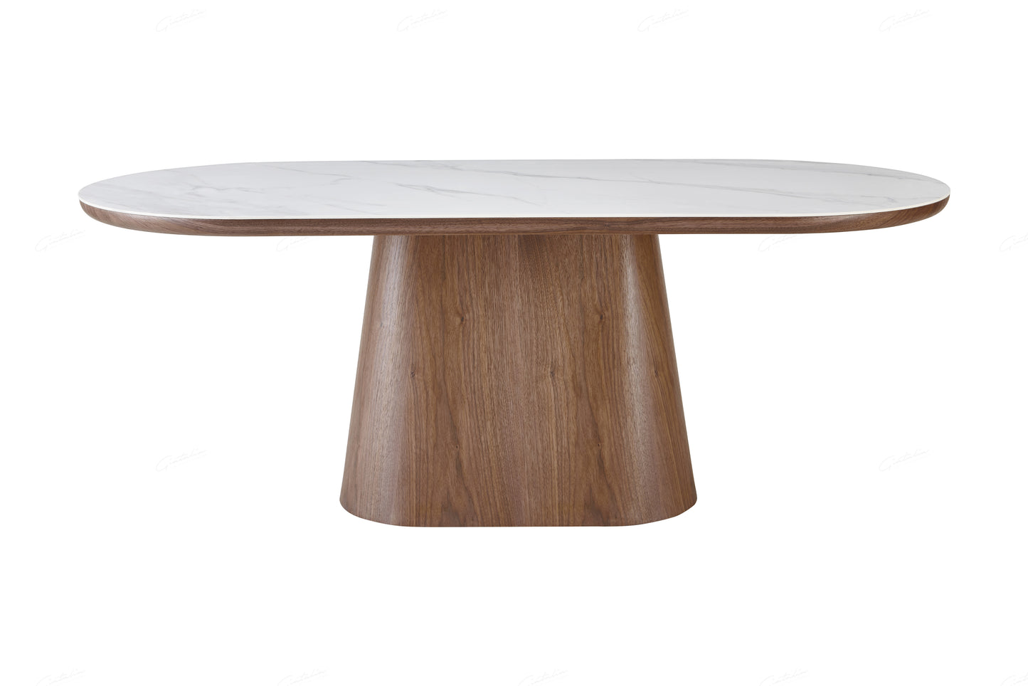 Bianca 200cm Oval Walnut & White Ceramic Sintered Stone Dining Table