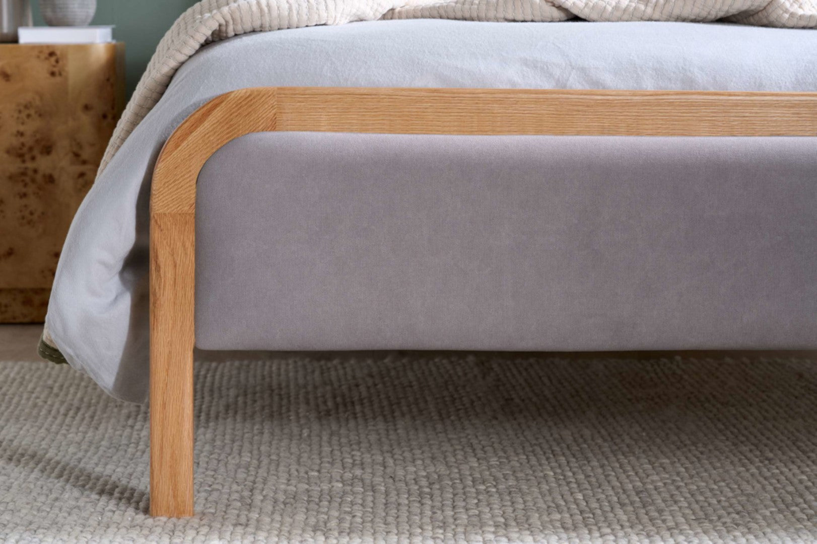 Birlea  Amaya 5ft Kingsize Grey Fabric Oak Bed