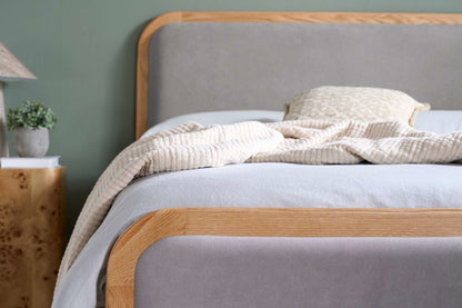 Birlea Amaya 4ft6 Double Grey Fabric Oak Bed