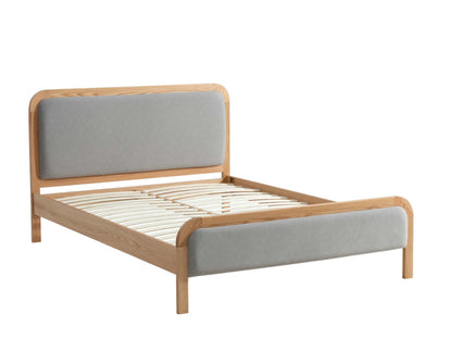 Birlea  Amaya 5ft Kingsize Grey Fabric Oak Bed