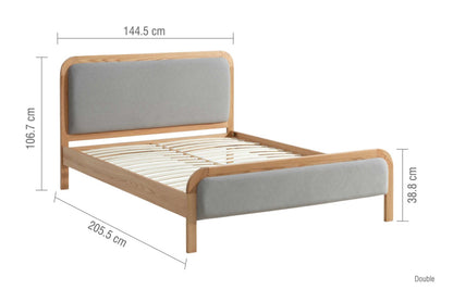 Birlea Amaya 4ft6 Double Grey Fabric Oak Bed