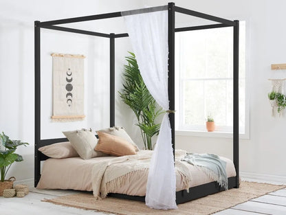 Birlea Darwin 4ft6 Double Black Four Poster Pine Bed Frame