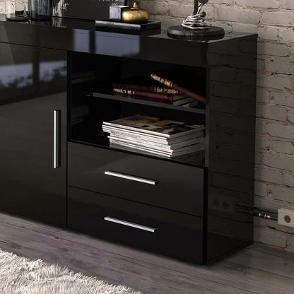 Birlea Edgeware Black 1 Door 2 Drawer Sideboard