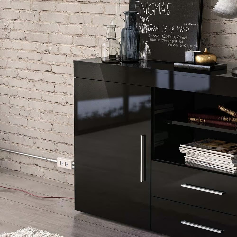 Birlea Edgeware Black 1 Door 2 Drawer Sideboard