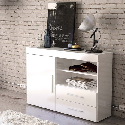 Birlea Edgeware White 1 Door 2 Drawer Sideboard