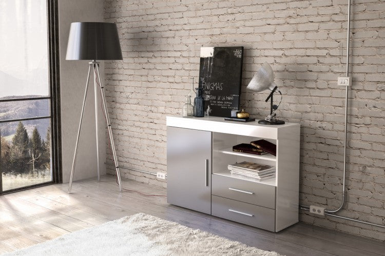 Birlea Edgeware White & Grey Small Tv Unit