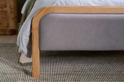 Birlea Liana 4ft6 Double Grey Fabric Oak Bed