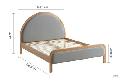 Birlea Liana 5ft Kingsize Grey Fabric Oak Bed