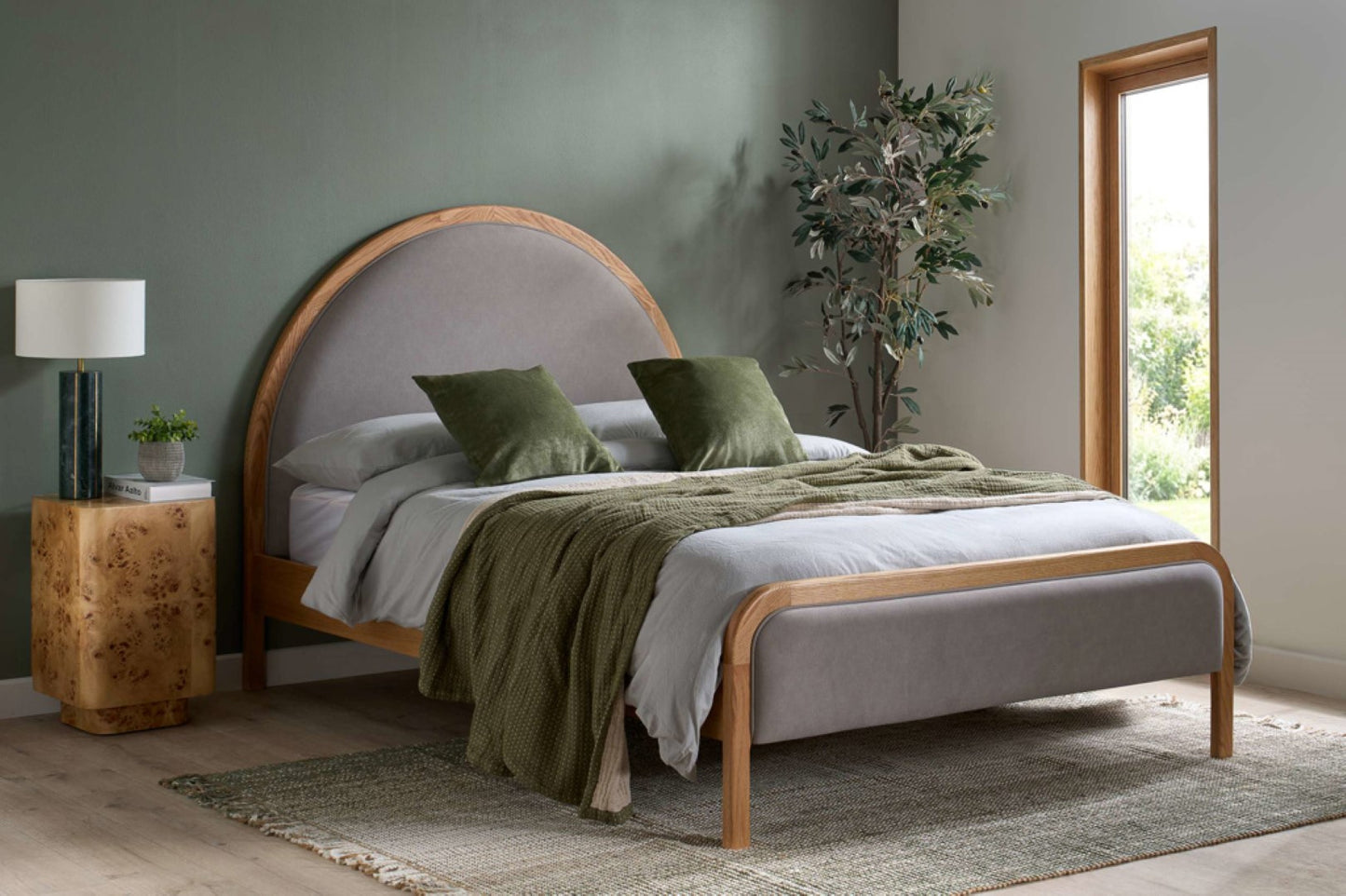 Birlea Liana 5ft Kingsize Grey Fabric Oak Bed