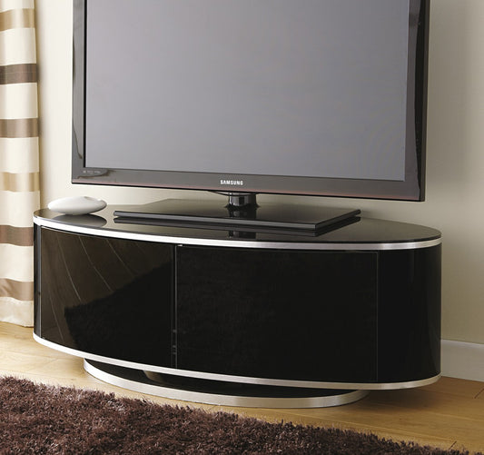 Black oval TV units for living room