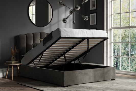 Emporia Bradgate 4ft6 Double Mid Grey Velvet Ottoman Bed Frame