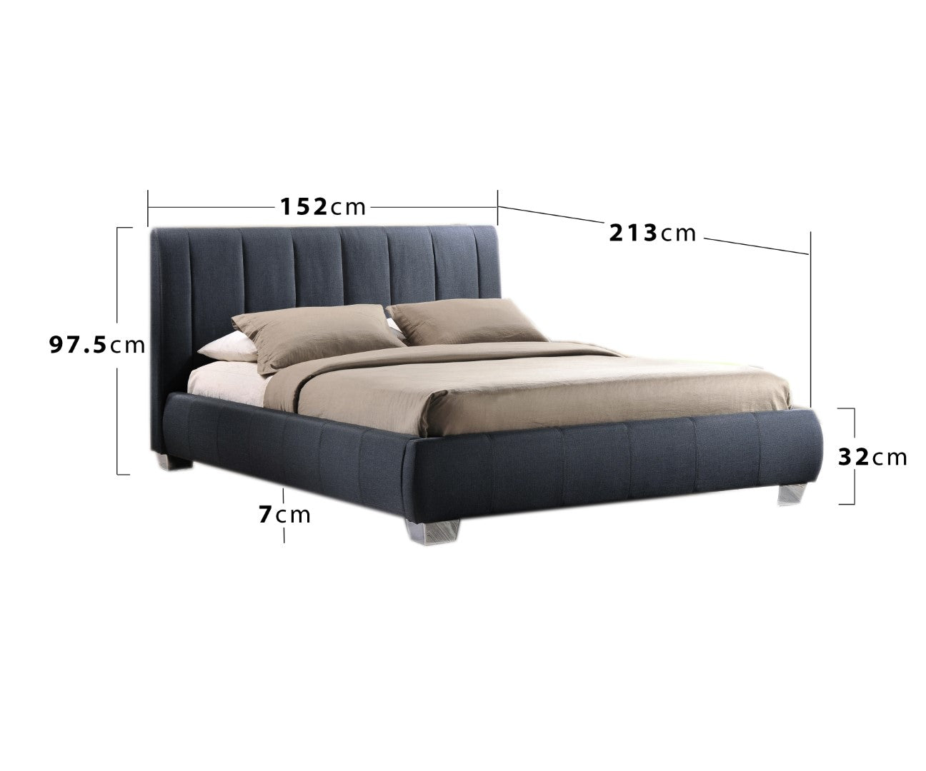 Time Living Braunston 4ft6 Double Grey Fabric Bed Frame