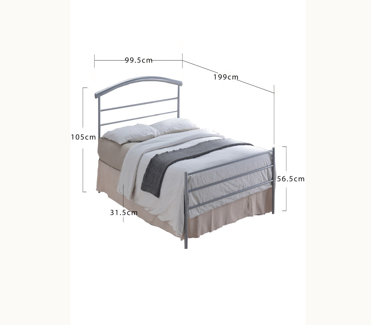 Time Living Brennington 3ft Single Silver Metal Bed Frame