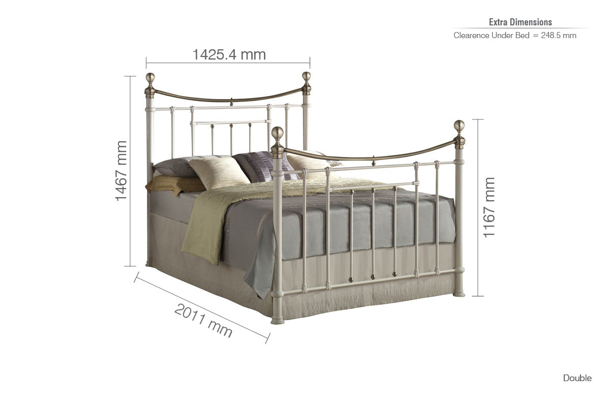 Birlea Bronte 4ft6 Double Cream Metal Bed Frame