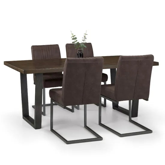 Set Of Brooklyn Dark Oak Table & 4 Charcoal Chairs