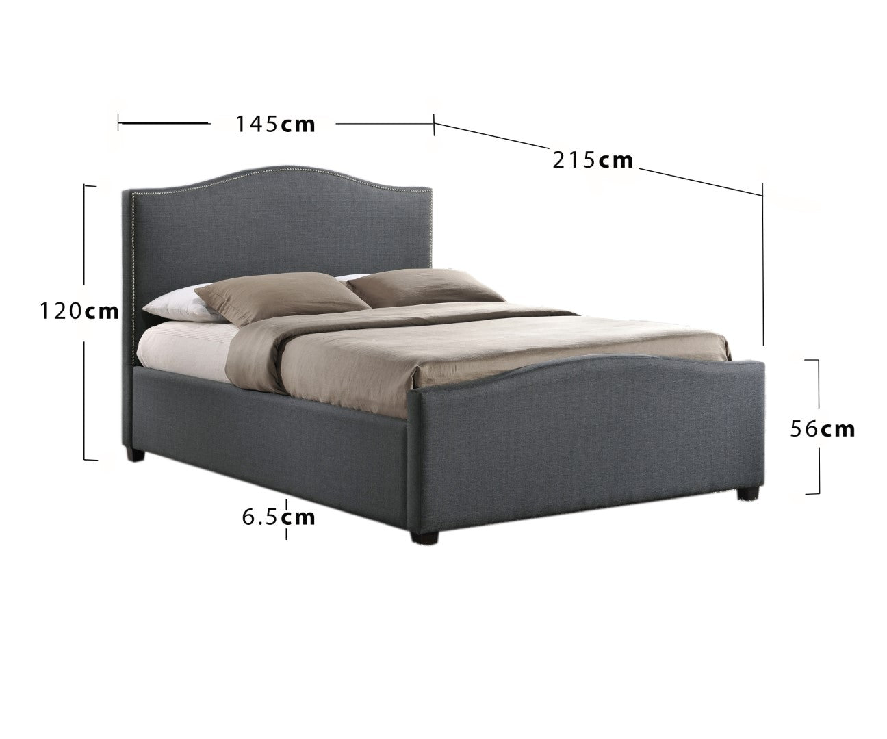 Time Living Brunswick 4ft6 Double Grey Fabric Bed Frame