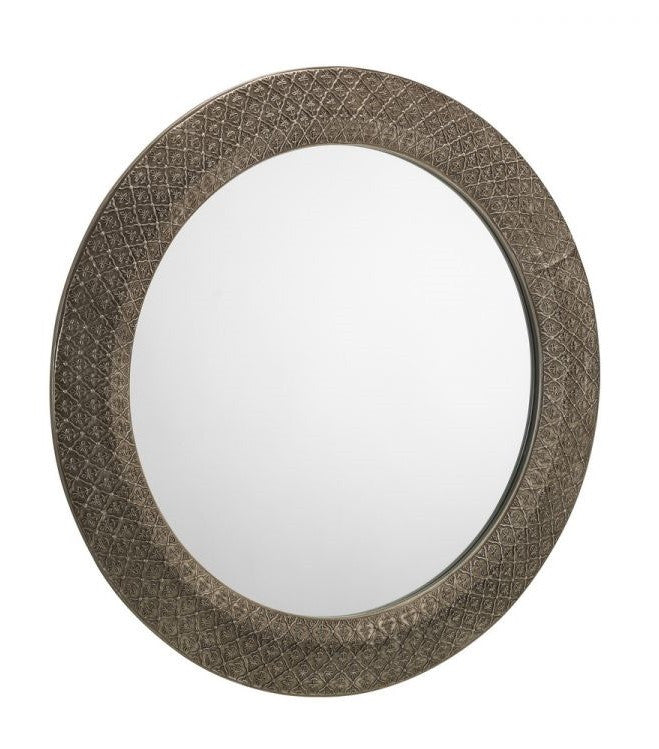 Julian Bowen Cadence Large Round Pewter Wall Mirror