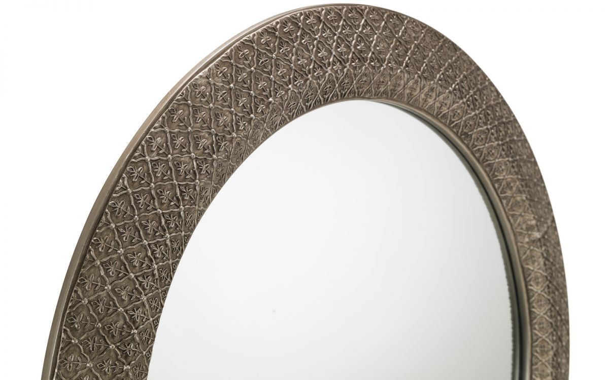 Julian Bowen Cadence Large Round Pewter Wall Mirror