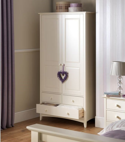 Julian Bowen Cameo White 2 Door 3 Drawers Combination Wardrobe