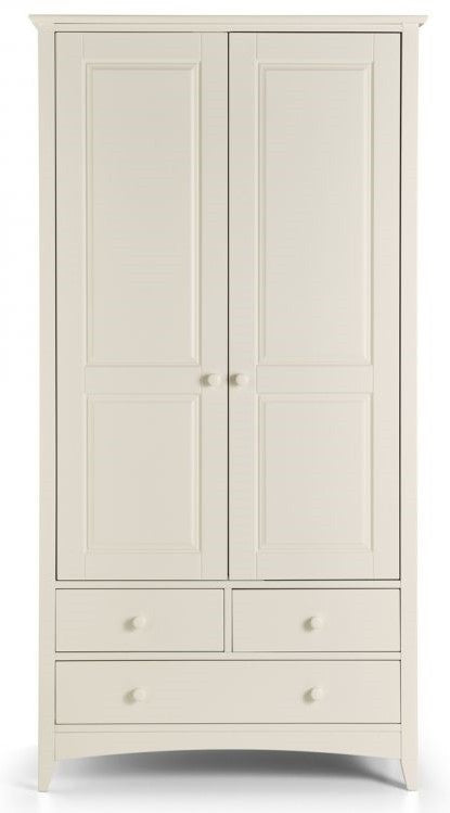 Julian Bowen Cameo White 2 Door 3 Drawers Combination Wardrobe