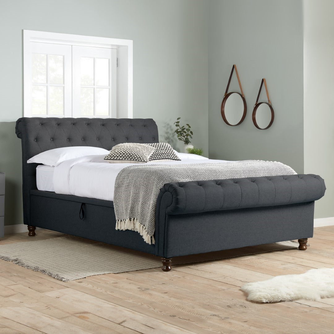 Birlea Castello 4ft6 Double Charcoal Fabric Ottoman Bed Frame