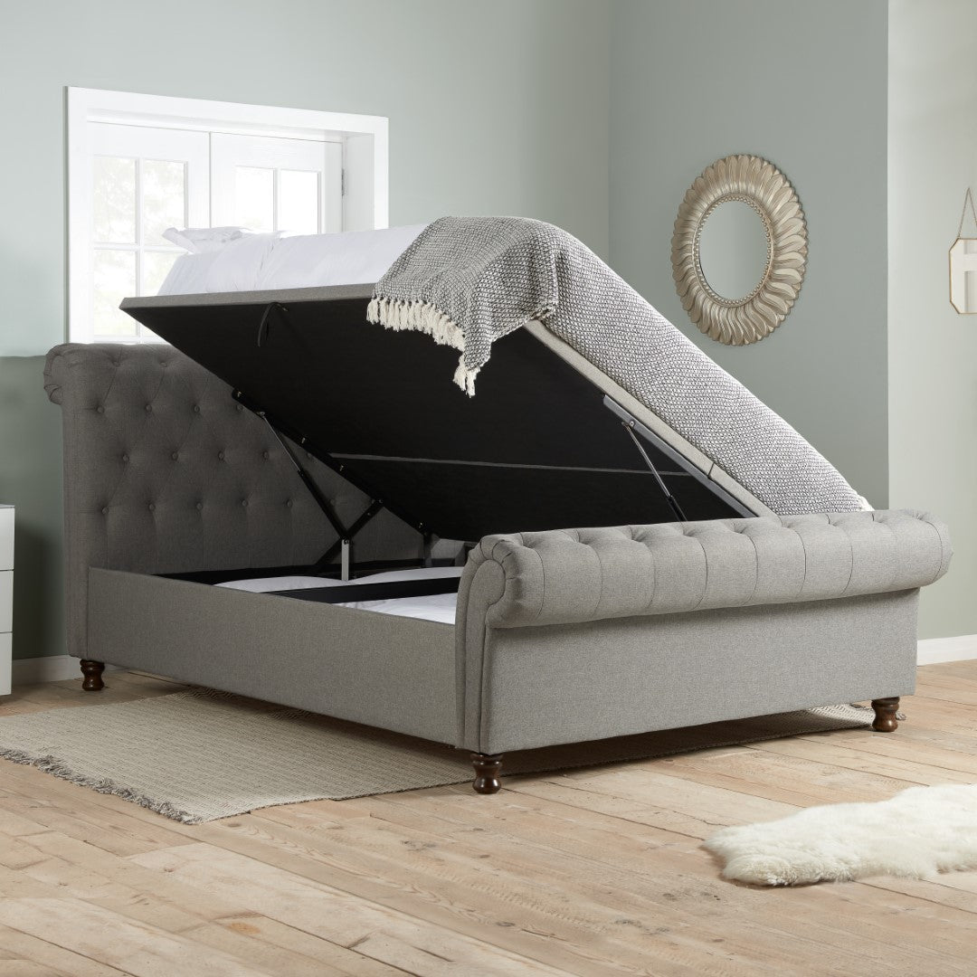 Birlea Castello 4ft6 Double Grey Fabric Ottoman Bed Frame