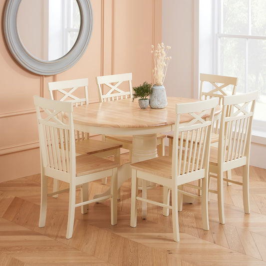 Birlea Chatsworth White Round Extending Dining Table With 6 Chairs