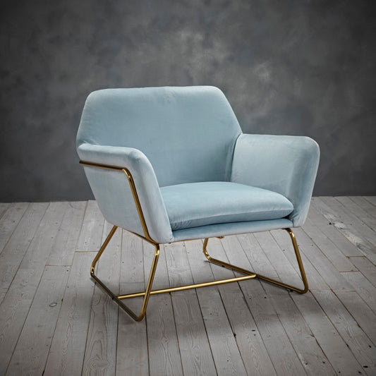 LPD Charles Sky Blue Velvet Armchair