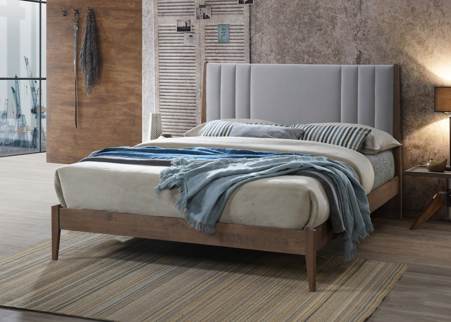 Time Living Cheslyn 5ft Kingsize Light Grey Fabric Bed Frame