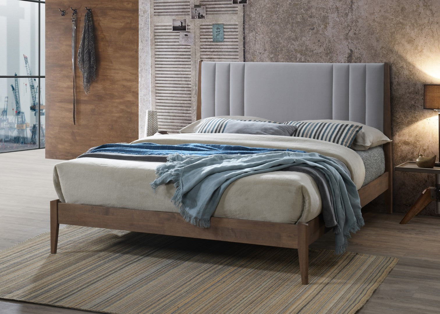 Time Living Cheslyn 5ft Kingsize Light Grey Fabric Bed Frame