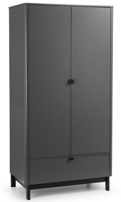 Julian Bowen Chloe Grey 2 Door 1 Drawer Wardrobe