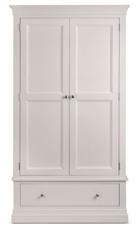 Julian Bowen Clermont Light Grey Wooden 2 Door 1 Drawer Wardrobe