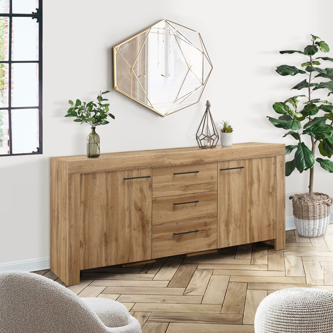 Birlea Compton Oak 3 Drawer 2 Door Sideboard