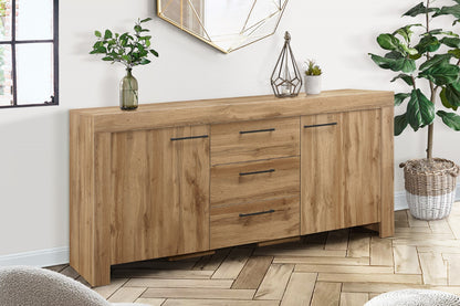 Birlea Compton Oak 3 Drawer 2 Door Sideboard