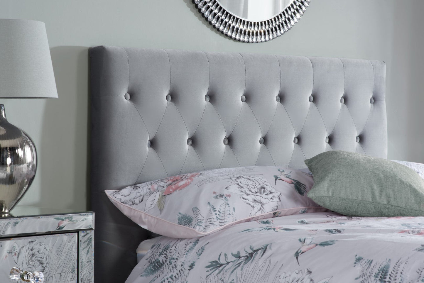 Birlea Cologne 5ft Kingsize Grey Velvet Fabric Bed Frame