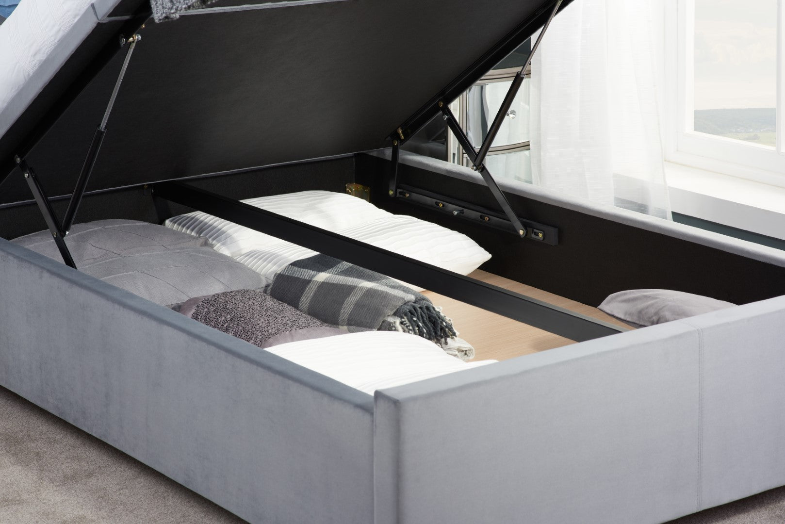 Birlea Cologne 5ft Kingsize Grey Fabric Ottoman Bed Frame