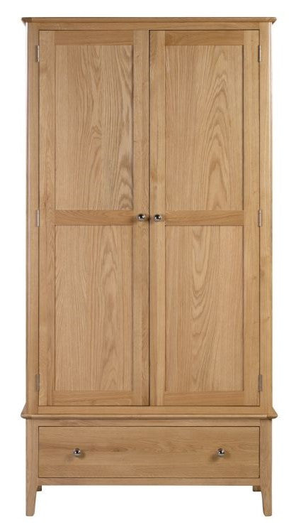 Julian Bowen Cotswold Solid Oak 2 Door 1 Drawer Wardrobe