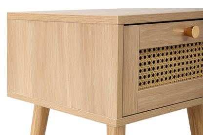 Birlea Croxley Oak 1 Drawer Rattan Bedside