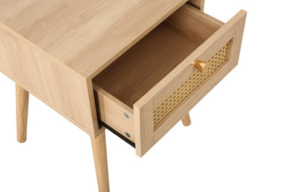 Birlea Croxley Oak 1 Drawer Rattan Bedside