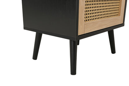 Birlea Croxley Black 2 Drawer Rattan Bedside